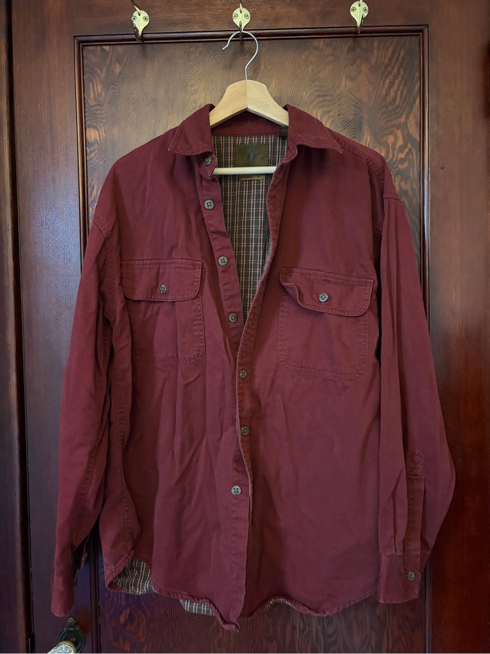 St. John's Bay Men's Button-Up Shirt Jacket in Burgundy (vintage)